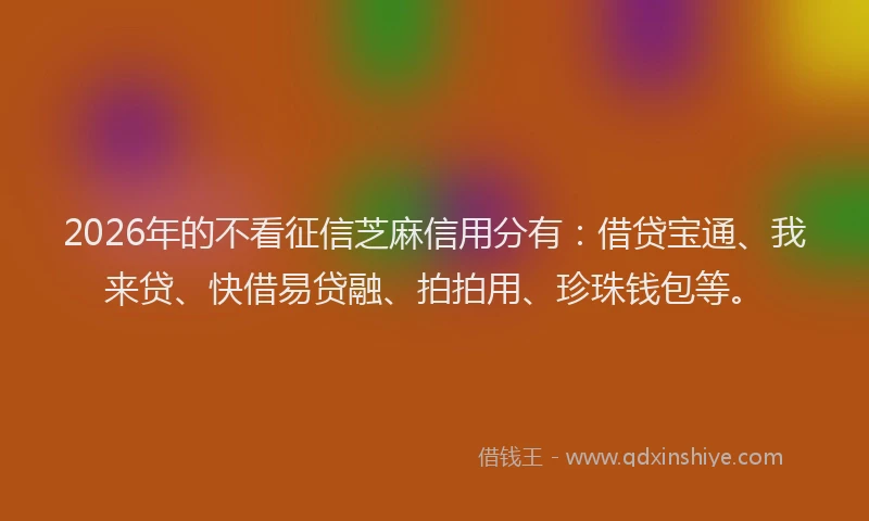 2026年的不看征信芝麻信用分有：借贷宝通、我来贷、快借易贷融、拍拍用、珍珠钱包等。