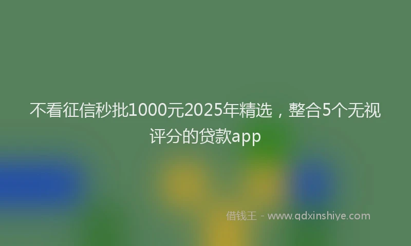 不看征信秒批1000元2025年精选,整合5个无视评分的贷款app