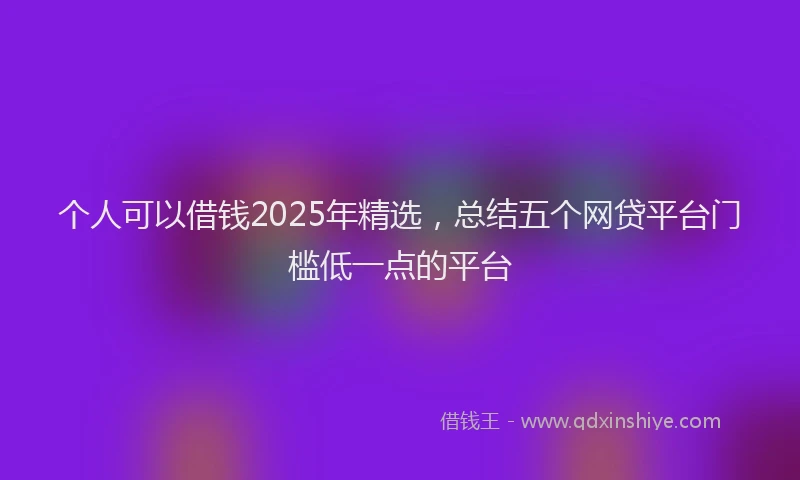 个人可以借钱2025年精选，总结五个网贷平台门槛低一点的平台