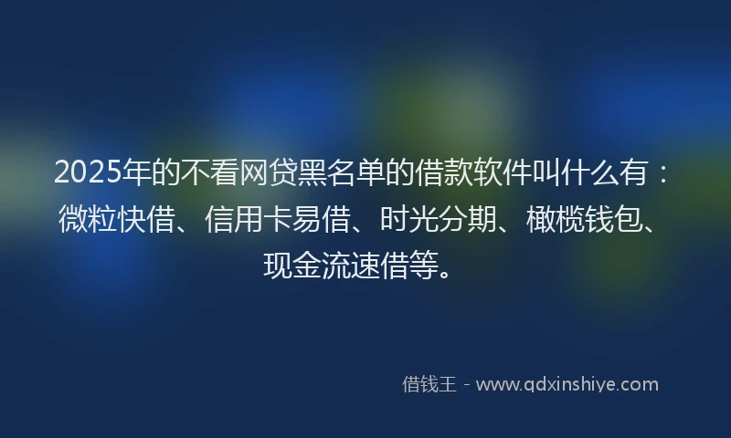 2025年的不看网贷黑名单的借款软件叫什么有:微粒快借、信用卡易借、时光分期、橄榄钱包、现金流速借等。