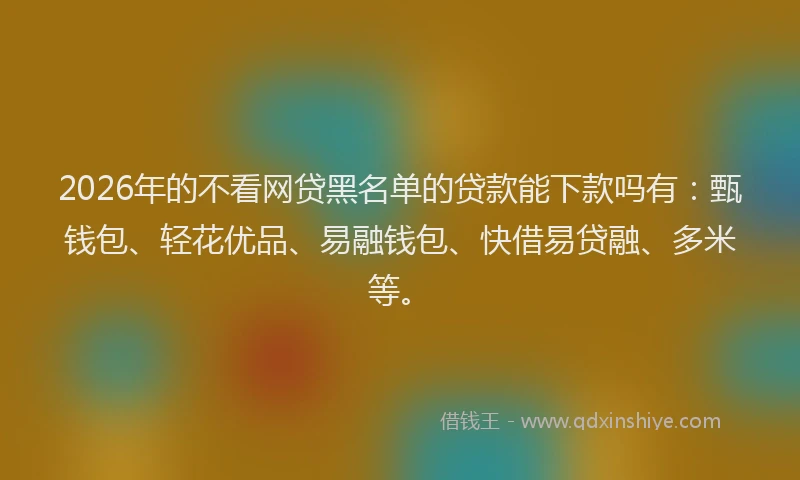 2026年的不看网贷黑名单的贷款能下款吗有：甄钱包、轻花优品、易融钱包、快借易贷融、多米等。