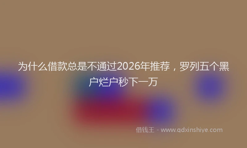 为什么借款总是不通过2026年推荐，罗列五个黑户烂户秒下一万