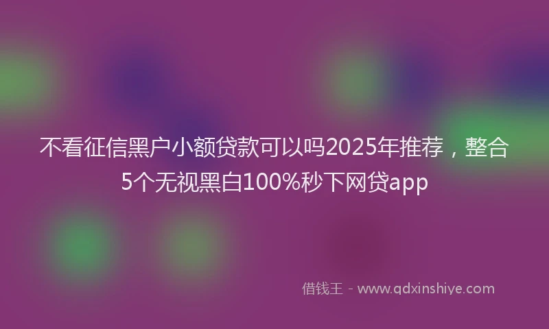不看征信黑户小额贷款可以吗2025年推荐，整合5个无视黑白100%秒下网贷app