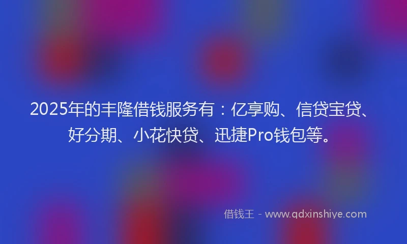 2025年的丰隆借钱服务有：亿享购、信贷宝贷、好分期、小花快贷、迅捷Pro钱包等。