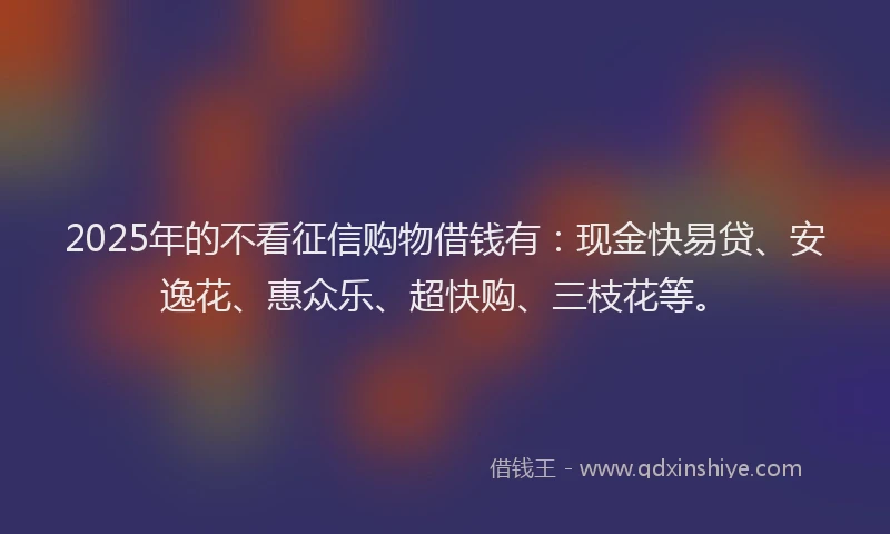 2025年的不看征信购物借钱有：现金快易贷、安逸花、惠众乐、超快购、三枝花等。
