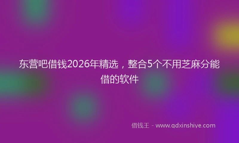 东营吧借钱2026年精选,整合5个不用芝麻分能借的软件