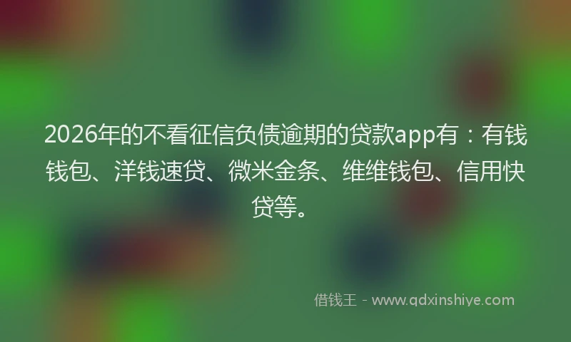 2026年的不看征信负债逾期的贷款app有：有钱钱包、洋钱速贷、微米金条、维维钱包、信用快贷等。