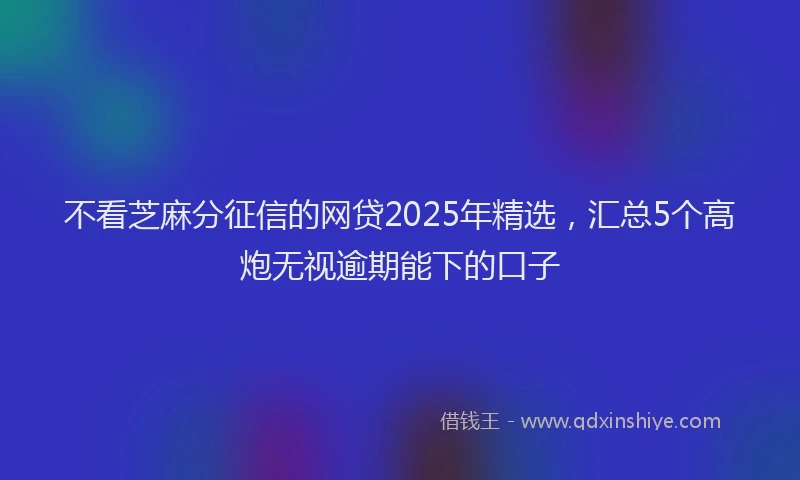 不看芝麻分征信的网贷2025年精选，汇总5个高炮无视逾期能下的口子