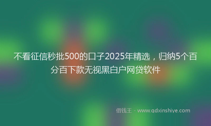 不看征信秒批500的口子2025年精选，归纳5个百分百下款无视黑白户网贷软件