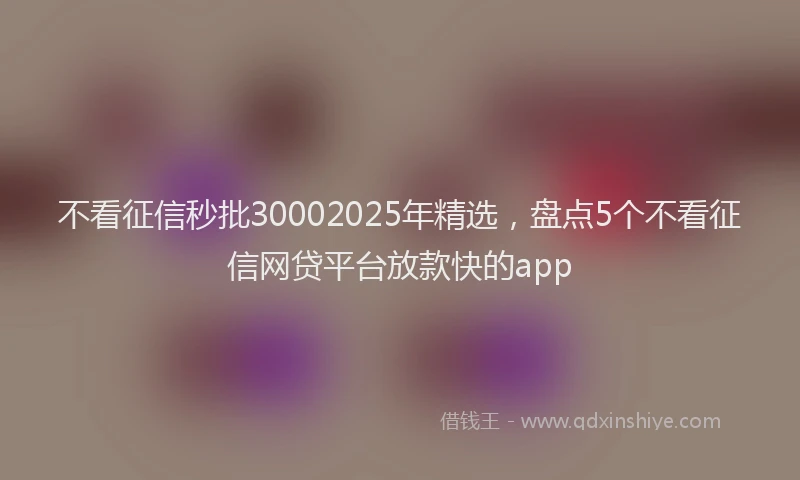 不看征信秒批30002025年精选，盘点5个不看征信网贷平台放款快的app
