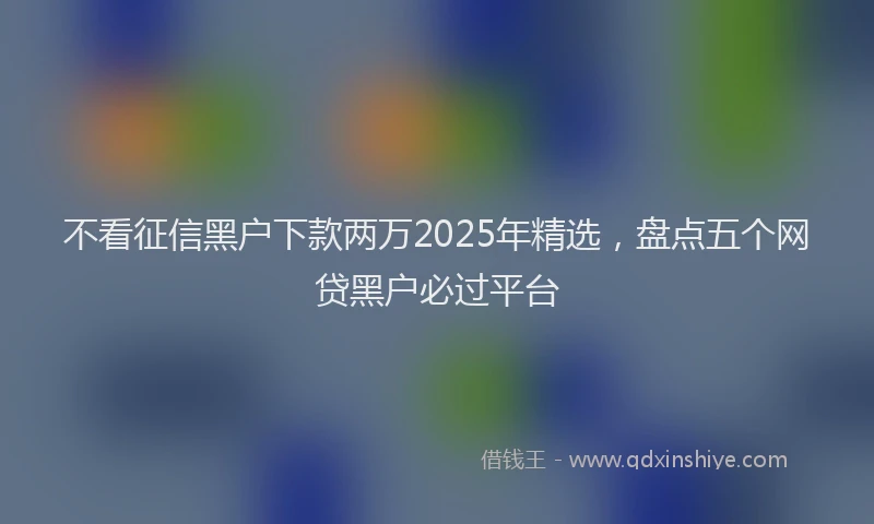 不看征信黑户下款两万2025年精选，盘点五个网贷黑户必过平台
