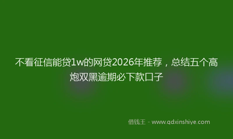 不看征信能贷1w的网贷2026年推荐，总结五个高炮双黑逾期必下款口子