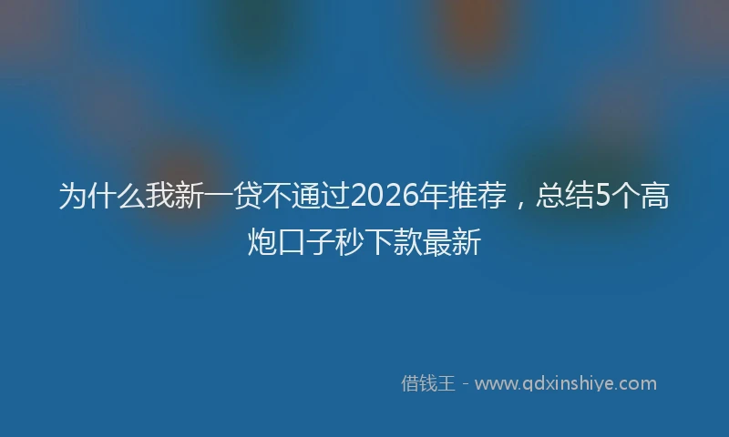为什么我新一贷不通过2026年推荐,总结5个高炮口子秒下款最新