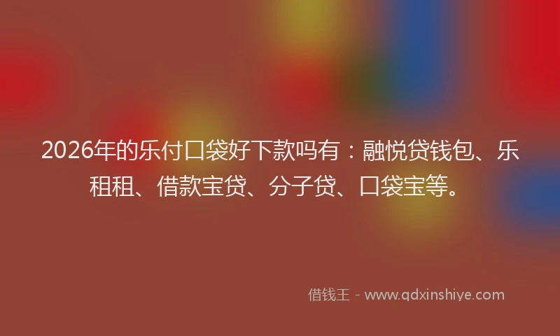 2026年的乐付口袋好下款吗有：融悦贷钱包、乐租租、借款宝贷、分子贷、口袋宝等。