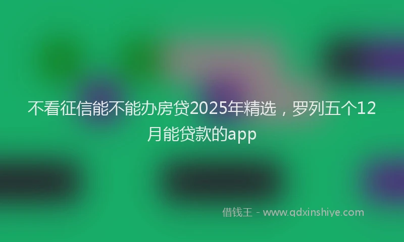 不看征信能不能办房贷2025年精选，罗列五个12月能贷款的app