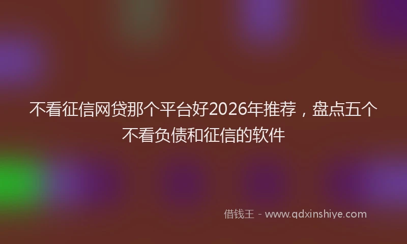 不看征信网贷那个平台好2026年推荐，盘点五个不看负债和征信的软件