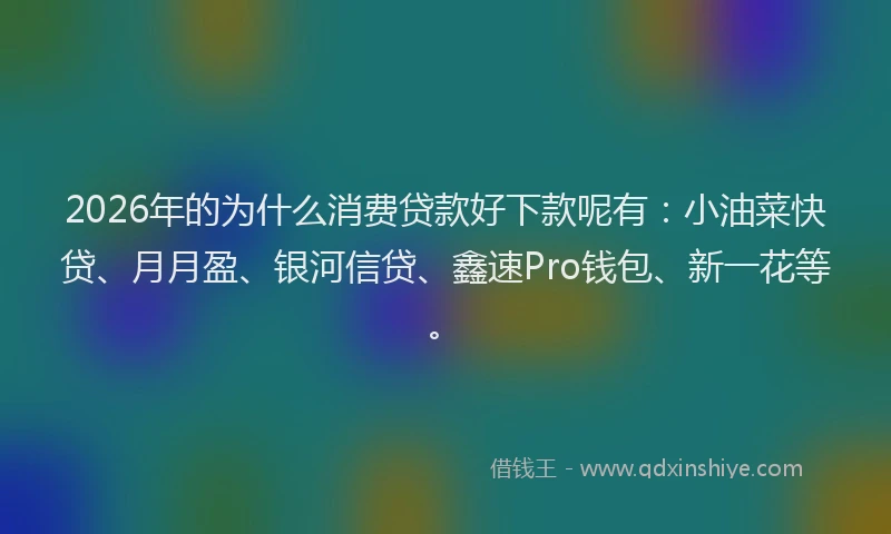 2026年的为什么消费贷款好下款呢有:小油菜快贷、月月盈、银河信贷、鑫速Pro钱包、新一花等。