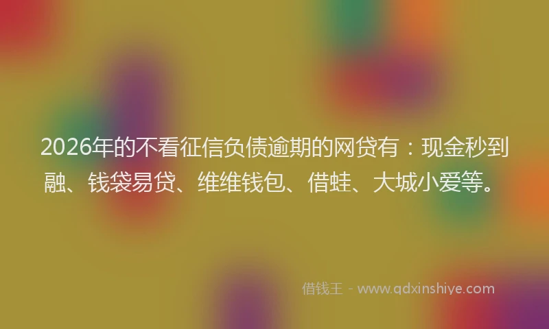 2026年的不看征信负债逾期的网贷有：现金秒到融、钱袋易贷、维维钱包、借蛙、大城小爱等。