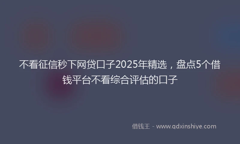 不看征信秒下网贷口子2025年精选，盘点5个借钱平台不看综合评估的口子