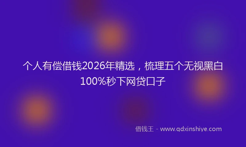 个人有偿借钱2026年精选，梳理五个无视黑白100%秒下网贷口子
