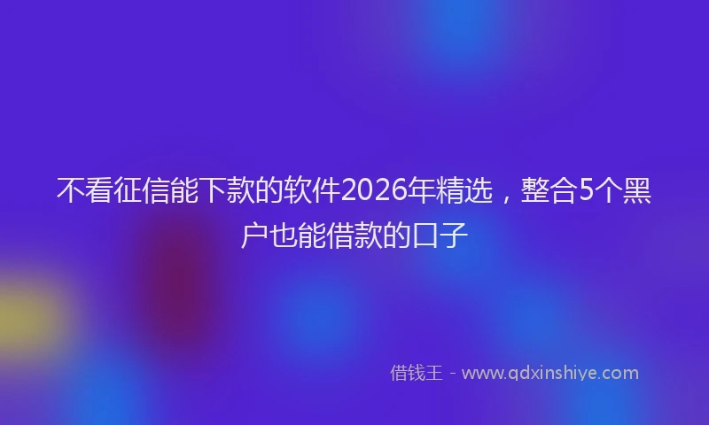 不看征信能下款的软件2026年精选，整合5个黑户也能借款的口子