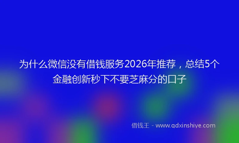 为什么微信没有借钱服务2026年推荐,总结5个金融创新秒下不要芝麻分的口子
