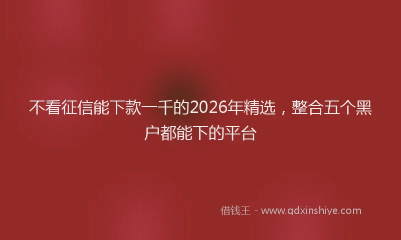 不看征信能下款一千的2026年精选，整合五个黑户都能下的平台
