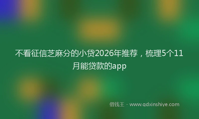 不看征信芝麻分的小贷2026年推荐，梳理5个11月能贷款的app