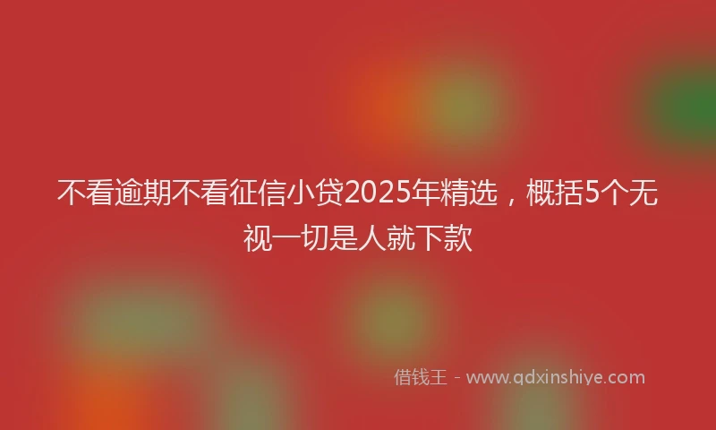 不看逾期不看征信小贷2025年精选，概括5个无视一切是人就下款