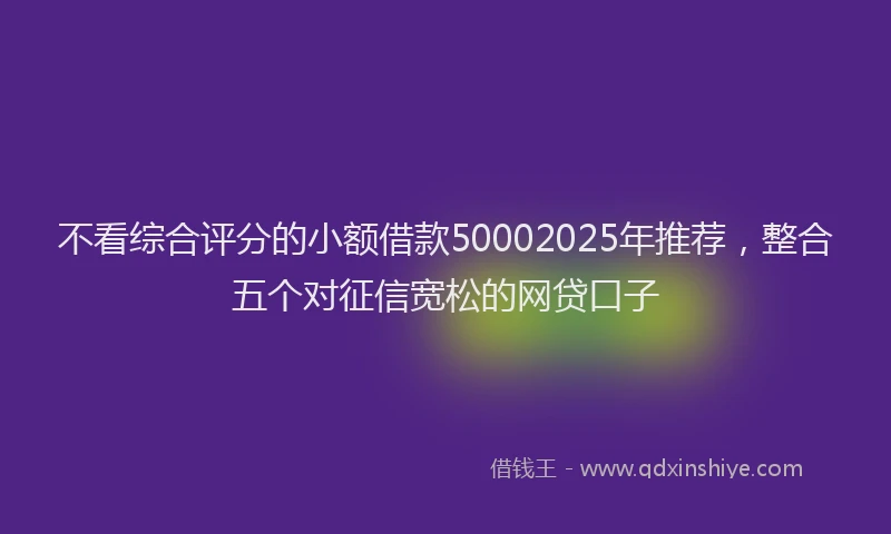 不看综合评分的小额借款50002025年推荐，整合五个对征信宽松的网贷口子
