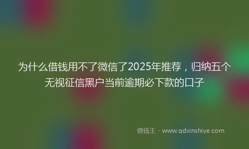 为什么借钱用不了微信了2025年推荐,归纳五个无视征信黑户当前逾期必下款的口子