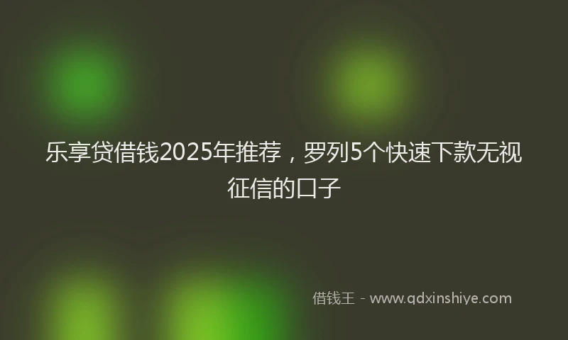乐享贷借钱2025年推荐，罗列5个快速下款无视征信的口子