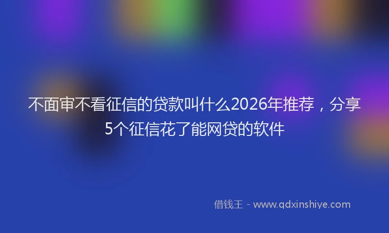 不面审不看征信的贷款叫什么2026年推荐,分享5个征信花了能网贷的软件