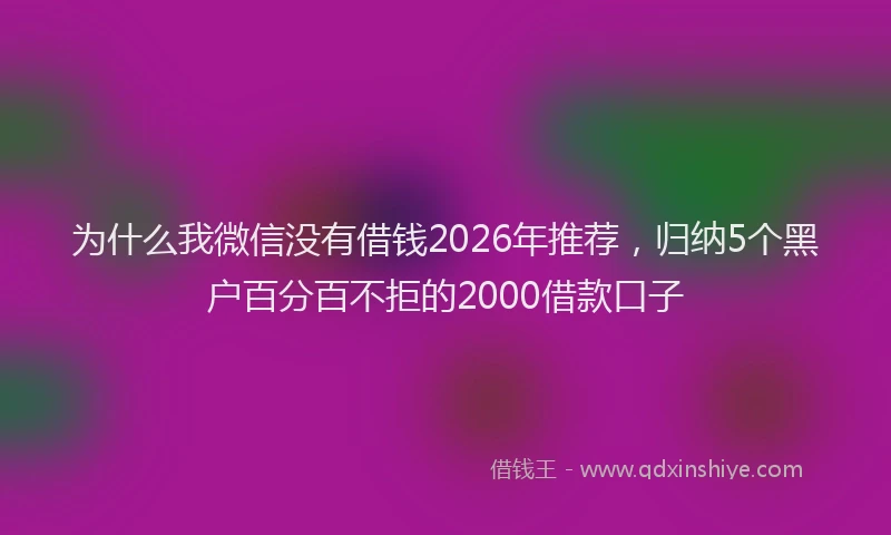 为什么我微信没有借钱2026年推荐，归纳5个黑户百分百不拒的2000借款口子