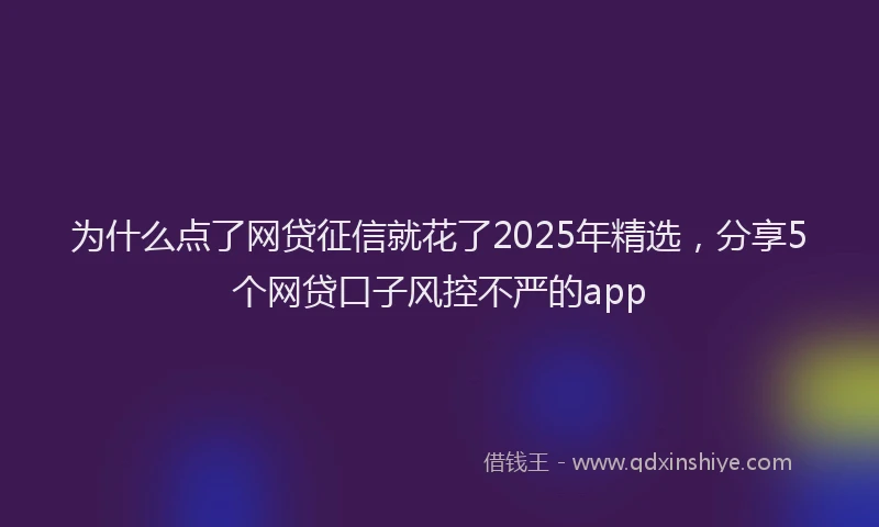 为什么点了网贷征信就花了2025年精选，分享5个网贷口子风控不严的app