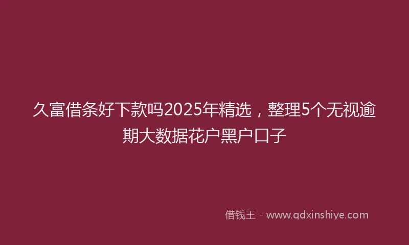 久富借条好下款吗2025年精选，整理5个无视逾期大数据花户黑户口子