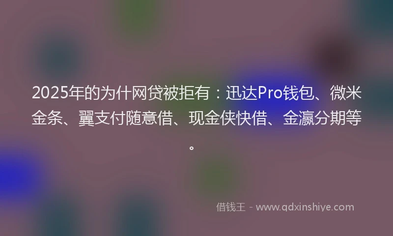 2025年的为什网贷被拒有：迅达Pro钱包、微米金条、翼支付随意借、现金侠快借、金瀛分期等。