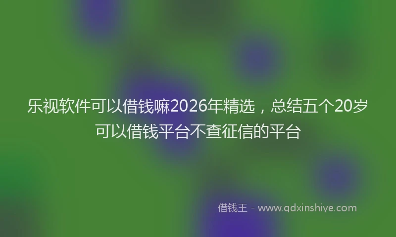 乐视软件可以借钱嘛2026年精选，总结五个20岁可以借钱平台不查征信的平台