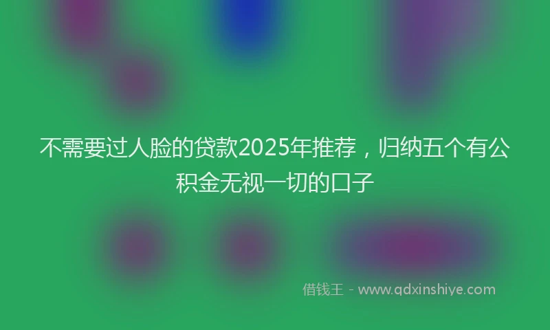 不需要过人脸的贷款2025年推荐,归纳五个有公积金无视一切的口子