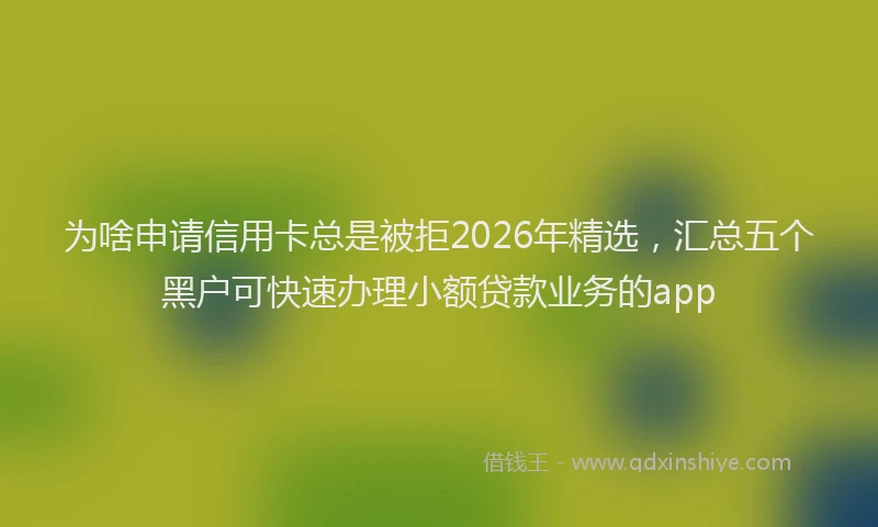 为啥申请信用卡总是被拒2026年精选，汇总五个黑户可快速办理小额贷款业务的app