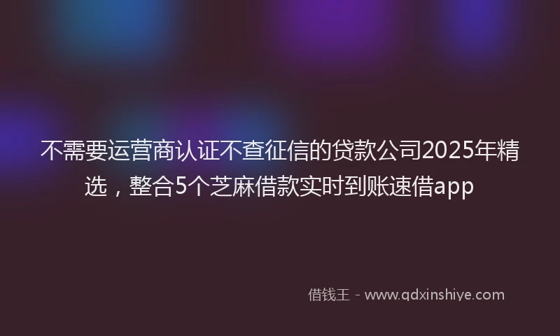 不需要运营商认证不查征信的贷款公司2025年精选，整合5个芝麻借款实时到账速借app