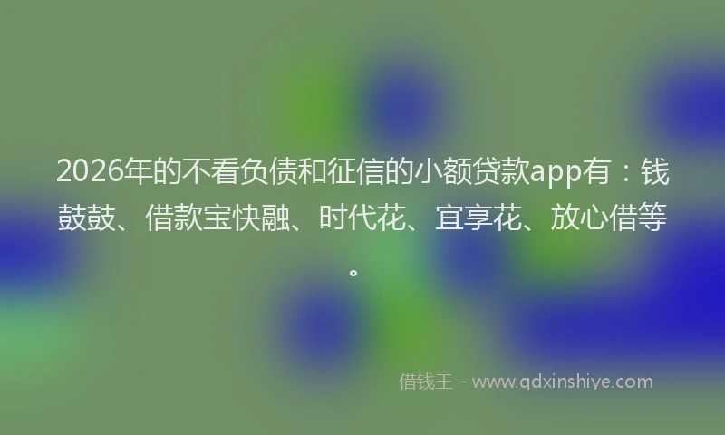 2026年的不看负债和征信的小额贷款app有：钱鼓鼓、借款宝快融、时代花、宜享花、放心借等。