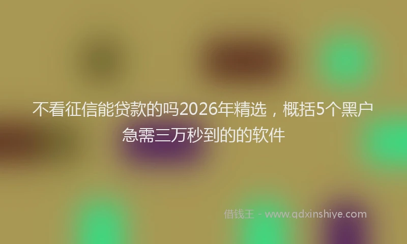 不看征信能贷款的吗2026年精选，概括5个黑户急需三万秒到的的软件