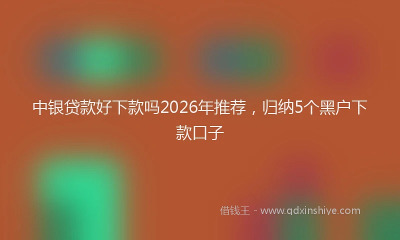 中银贷款好下款吗2026年推荐，归纳5个黑户下款口子