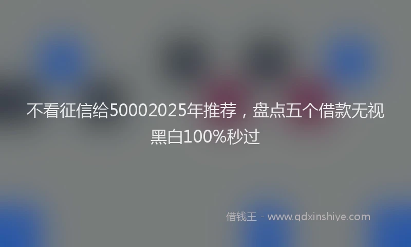 不看征信给50002025年推荐，盘点五个借款无视黑白100%秒过