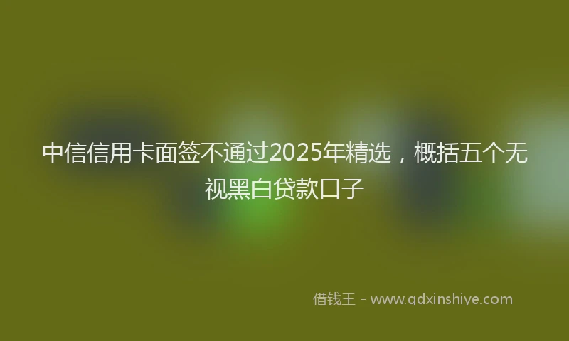 中信信用卡面签不通过2025年精选，概括五个无视黑白贷款口子