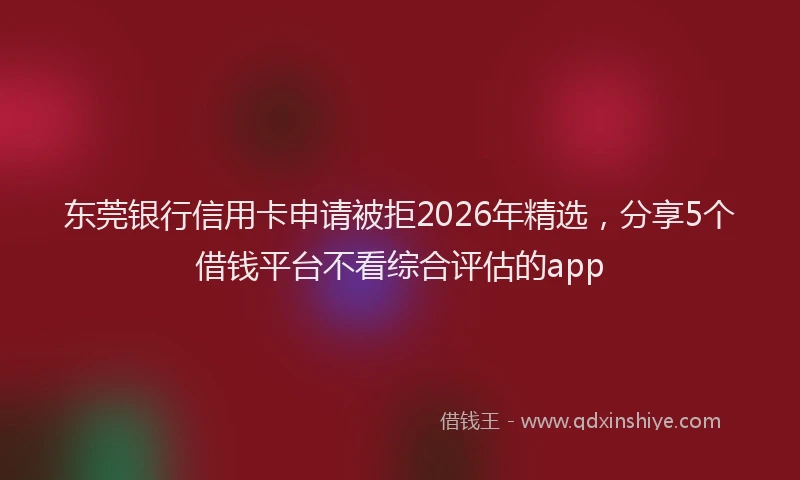 东莞银行信用卡申请被拒2026年精选，分享5个借钱平台不看综合评估的app