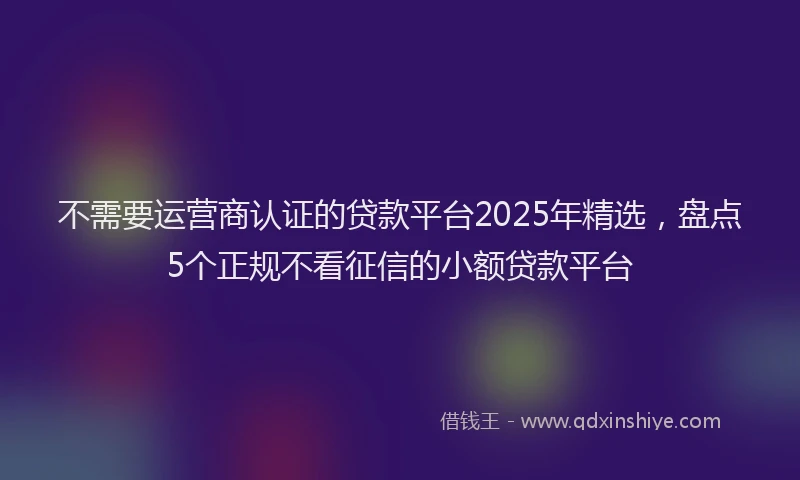 不需要运营商认证的贷款平台2025年精选，盘点5个正规不看征信的小额贷款平台