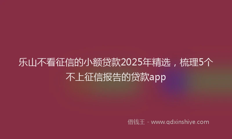 乐山不看征信的小额贷款2025年精选，梳理5个不上征信报告的贷款app