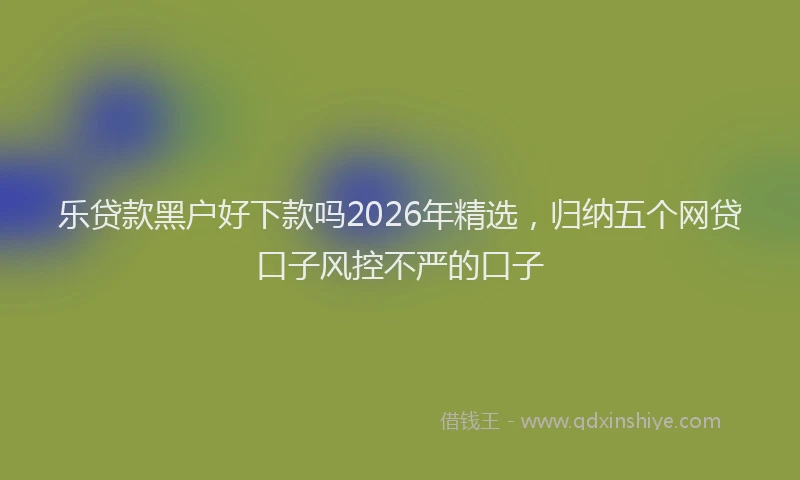 乐贷款黑户好下款吗2026年精选，归纳五个网贷口子风控不严的口子
